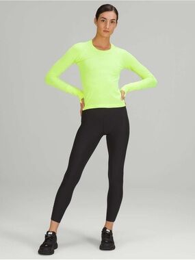 Lululemon Base Pace High-Rise Ribbed Tight 25" Black Workout Exercise Raw Edge 2